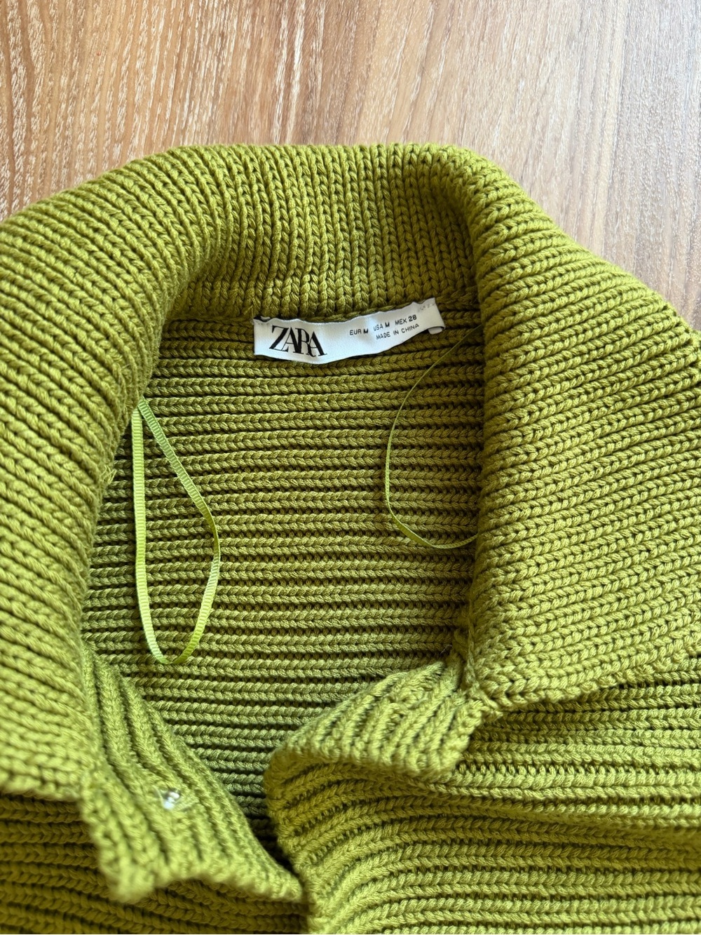 Zara Lime Green Ribbed Short-Sleeve Button Cardigan - Picture 3 of 6